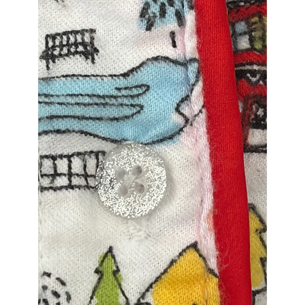 Target Pajama Set Womens L White Winter Village Flannel 2pc PJs Loungewear